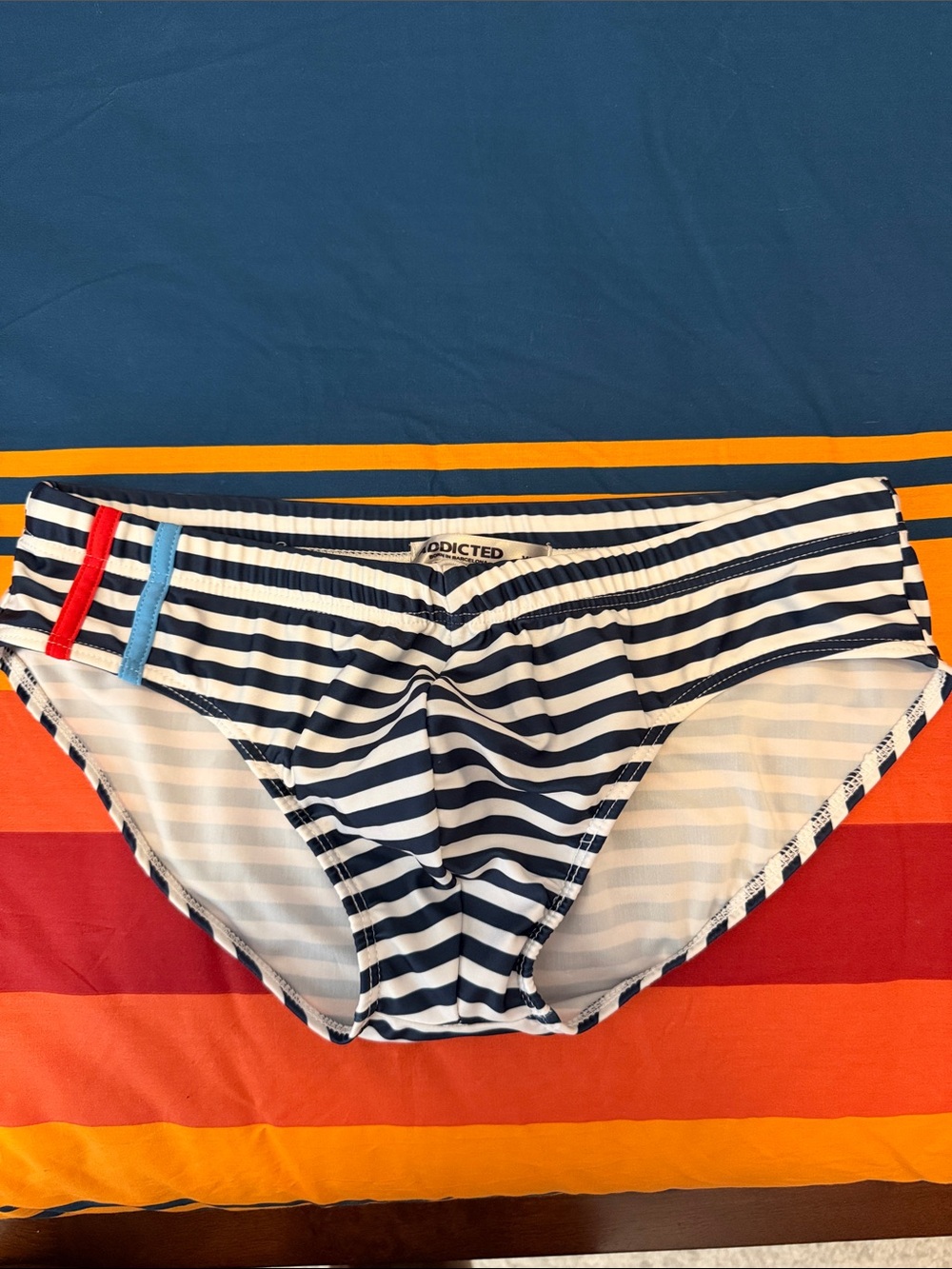 Addicted Brands Navy and White Striped Men’s Swim Brief